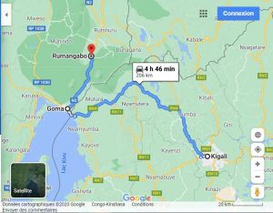 Congo Nyiragongo and Gorillas experience map