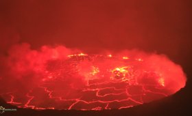 Congo's volcano featuring the world largest lava lake
