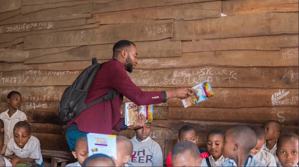 Ecotourism in Virunga National Park, books distribution