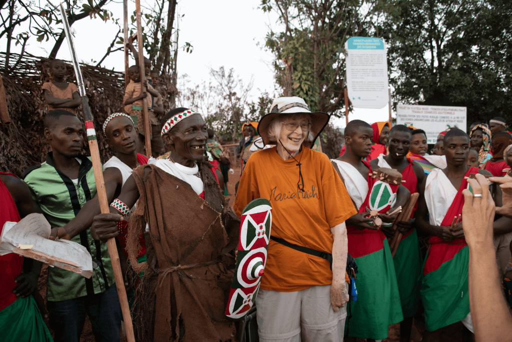 August 2021: a American mingling with Burundian as she visit Gishora